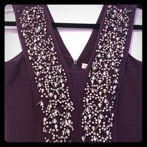 Rebecca Taylor purple embellished evening gown sz0